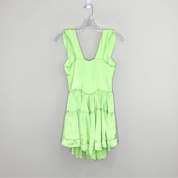 NEW Vanessa Mooney The Elisabeth Romper Dress (Sz XS) Candy Apple Green Satin - Picture 7 of 11